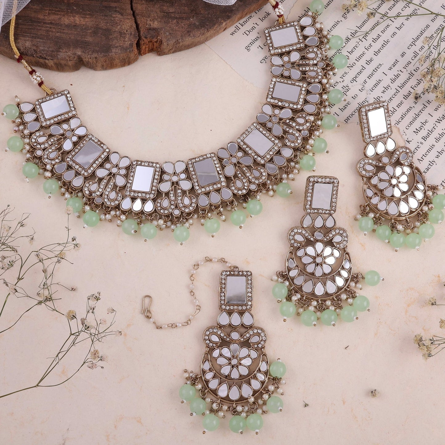 Mirror Necklace - Mint Green