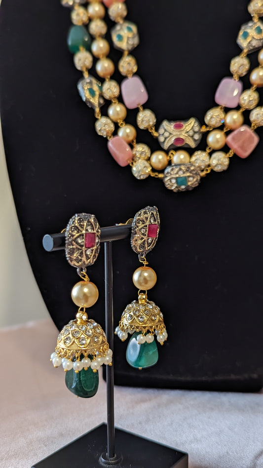 Navya Long Kundan Necklace - Multicolored