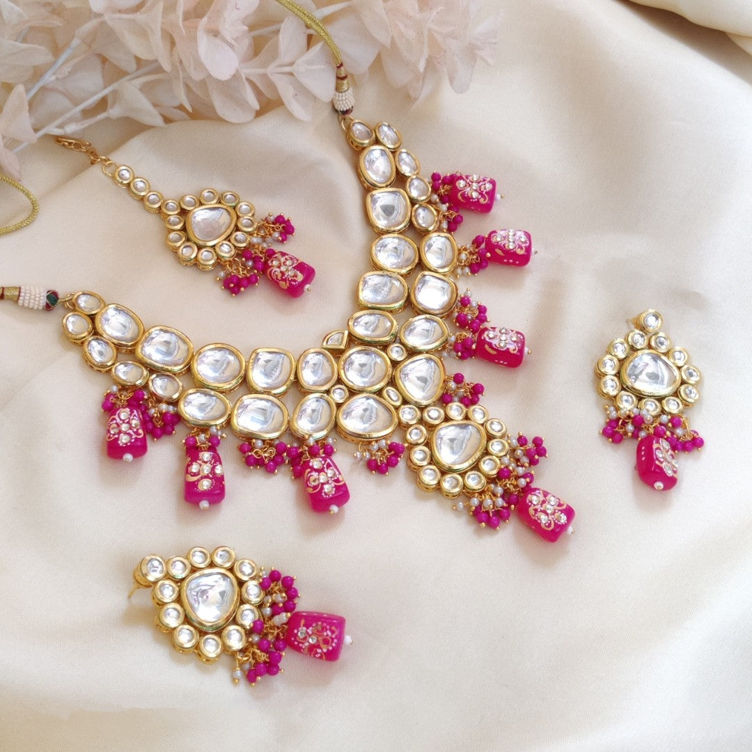 Pink on sale kundan jewellery