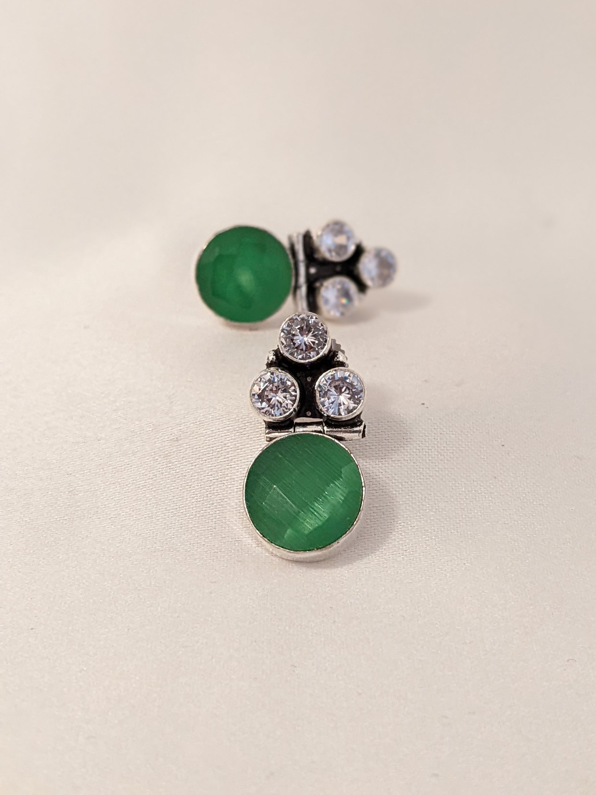 drop earrings, indian earrings, casual earrings, green earrings, stud earrings american diamond