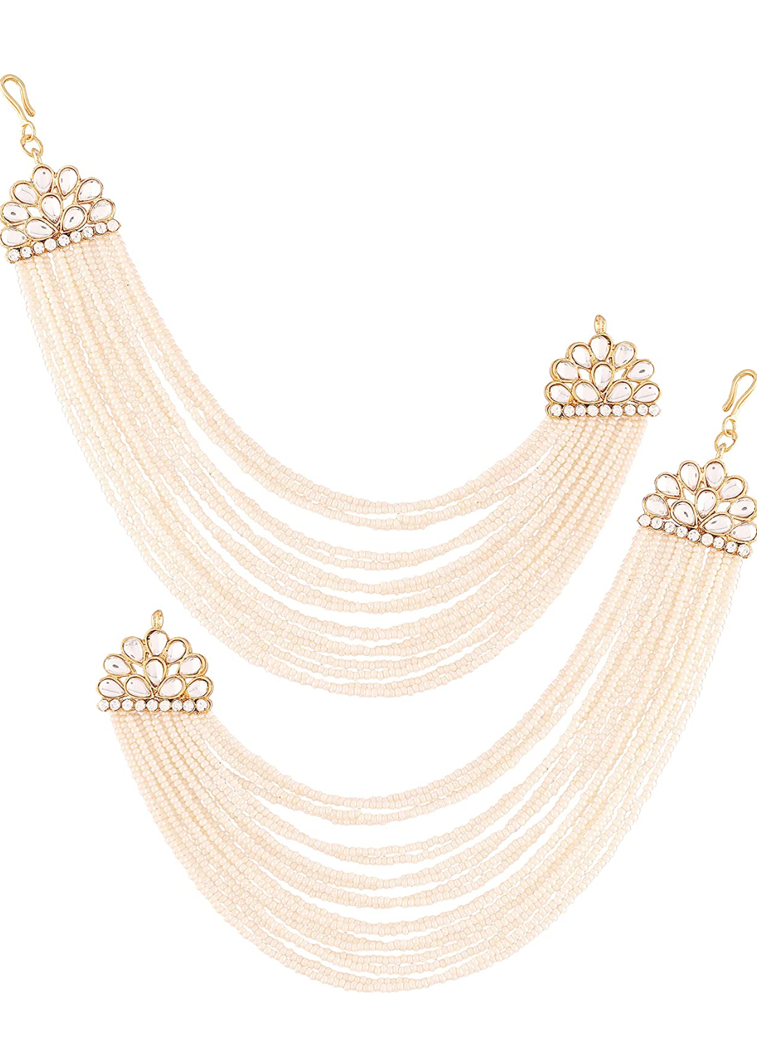 Statement baahubali inspired paerl earchain earrings in multiple layers. Pick-up in Ajax Ontario. Worldwide shipping available. Perfect for wedding, festival jewelry, indian Jewelry, kids jewelry, kundan jewelry, gifting, costume jewelry, fashion jewelry, Eid, onam, Diwali, karwachauth, navratri. Free shipping available. Jewelry for women.