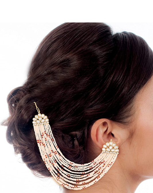 Statement baahubali inspired pearl earchain earrings in multiple layers. Pick-up in Ajax Ontario. Worldwide shipping available. Perfect for wedding, festival jewelry, indian Jewelry, kids jewelry, kundan jewelry, gifting, costume jewelry, fashion jewelry, Eid, onam, Diwali, karwachauth, navratri. Free shipping available. Jewelry for women.