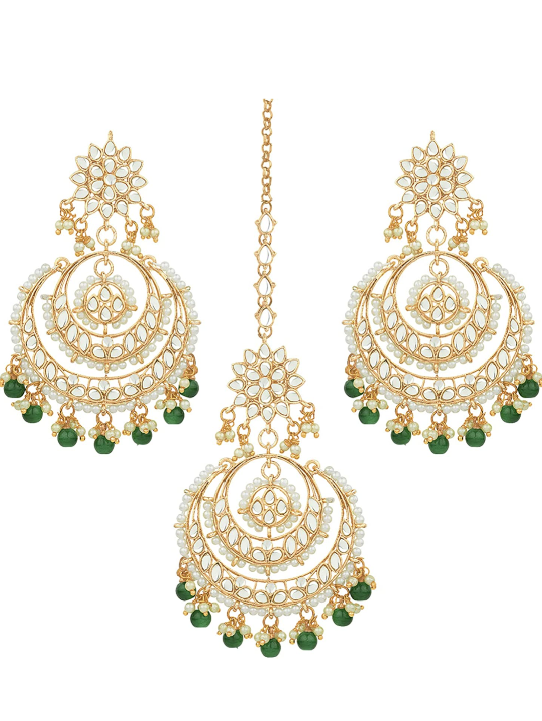 Shona Chandbali Set - Green