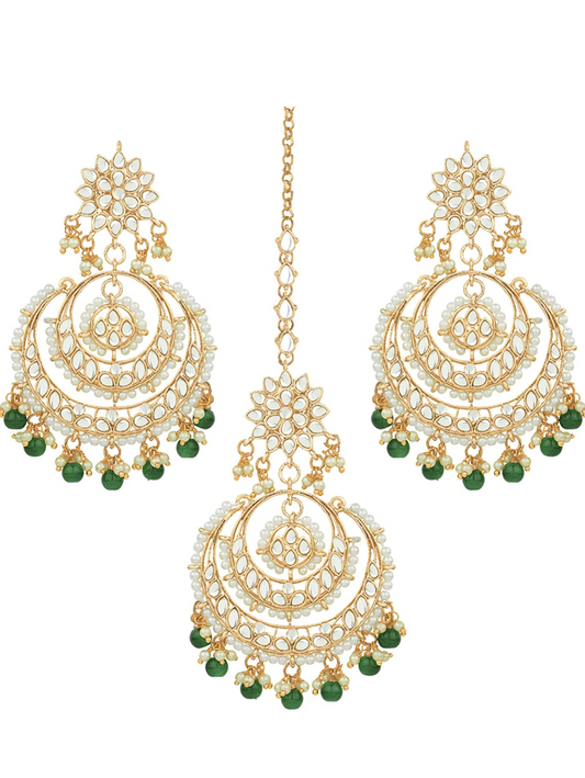 Shona Chandbali Set - Green
