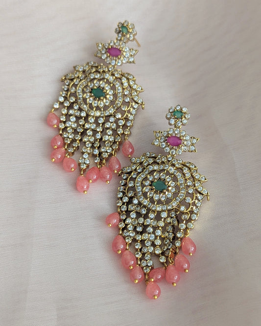 Premium quality Chandbali dangler earrings in American diamond detailing. Pick-up in Ajax Ontario. Worldwide shipping available. Perfect for wedding, festival jewelry, indian Jewelry, kids jewelry, kundan jewelry, gifting, costume jewelry, fashion jewelry, Eid, onam, Diwali, karwachauth, navratri. Free shipping available. Jewelry for women.