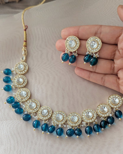 Sarika Polki Lookalike Necklace - Sea Green