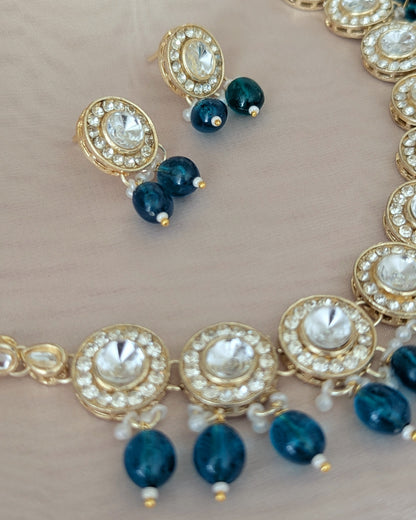 Sarika Polki Lookalike Necklace - Sea Green