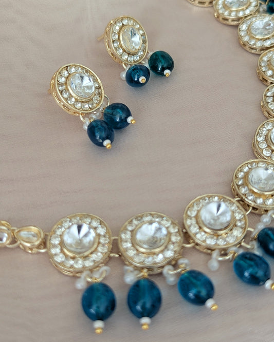 Sarika Polki Lookalike Necklace - Sea Green