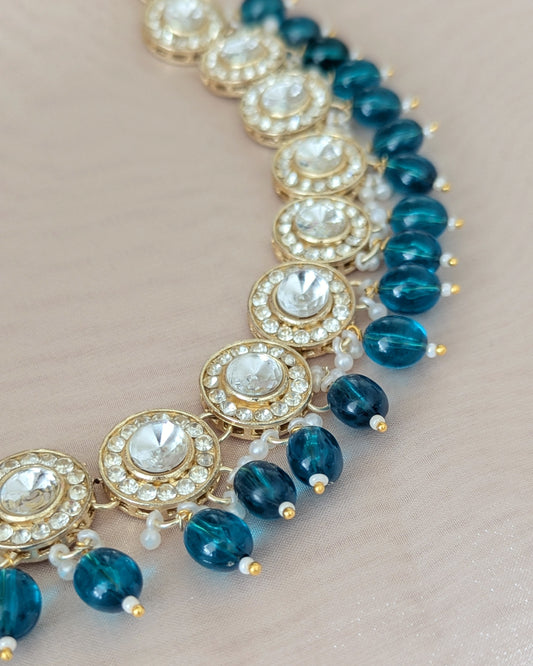 Sarika Polki Lookalike Necklace - Sea Green