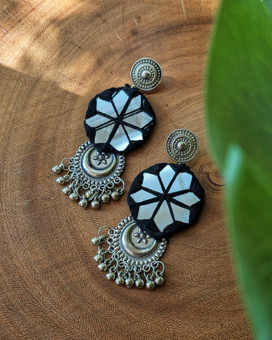 Ankita Mirror Earrings - Black