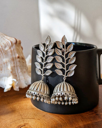 Lightweight Oxidized Silver Jhumka