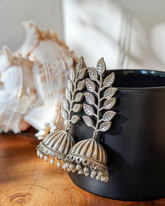 Lightweight Oxidized Silver Jhumka