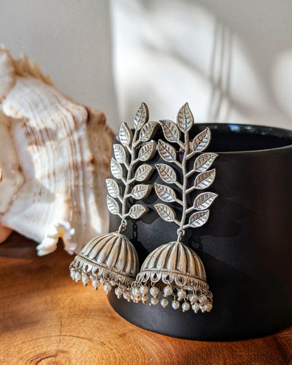 Lightweight Oxidized Silver Jhumka