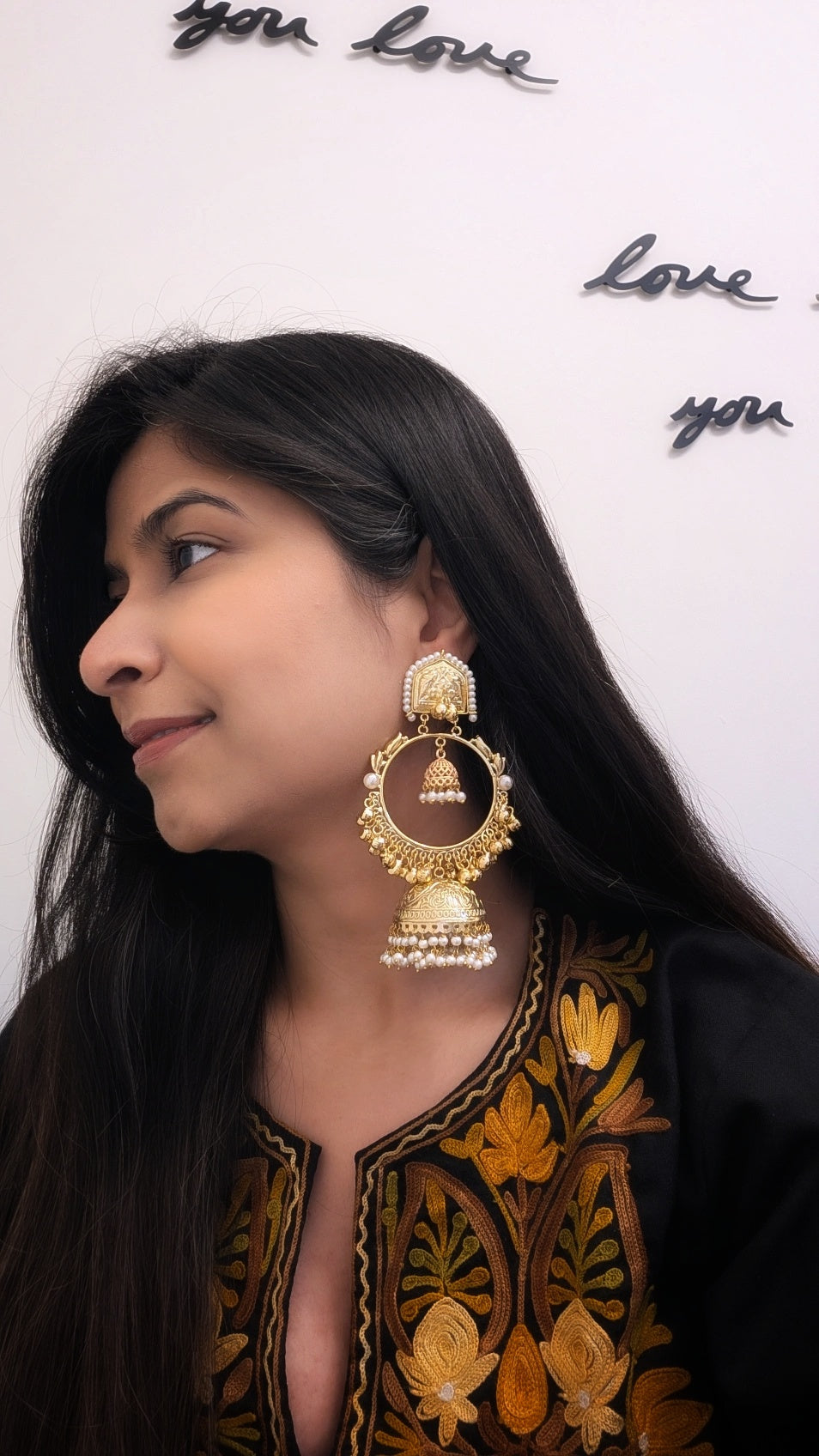Statement Golden Brass Kashmiri Jhumka Earrings