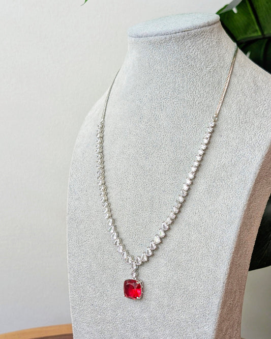 Asma Elegant AD Necklace - Red