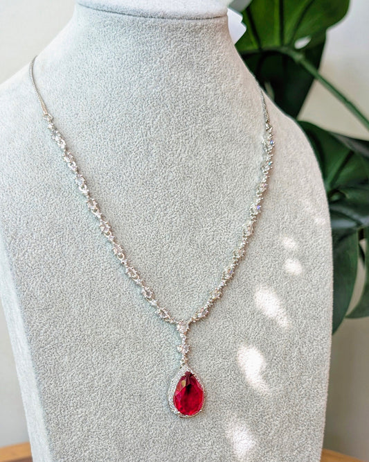 Diksha Elegant AD Necklace - Red