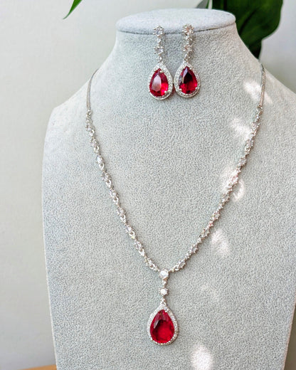 Diksha Elegant AD Necklace - Red