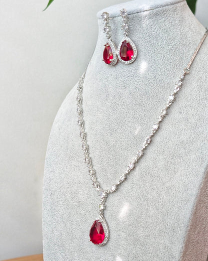 Diksha Elegant AD Necklace - Red