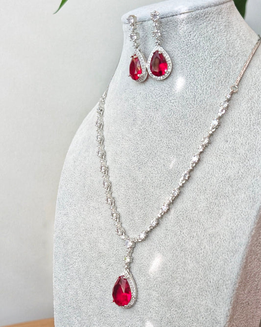 Diksha Elegant AD Necklace - Red