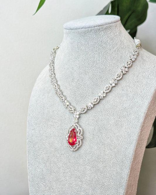 Shikha Elegant AD Necklace - Red