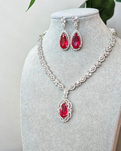 Shikha Elegant AD Necklace - Red