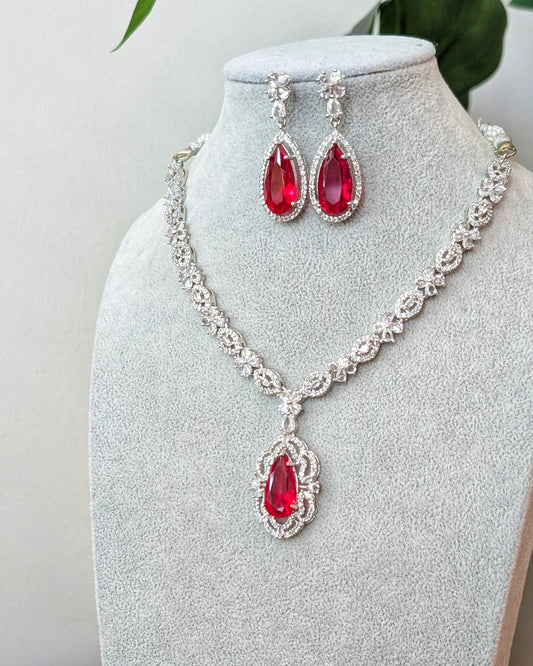 Shikha Elegant AD Necklace - Red