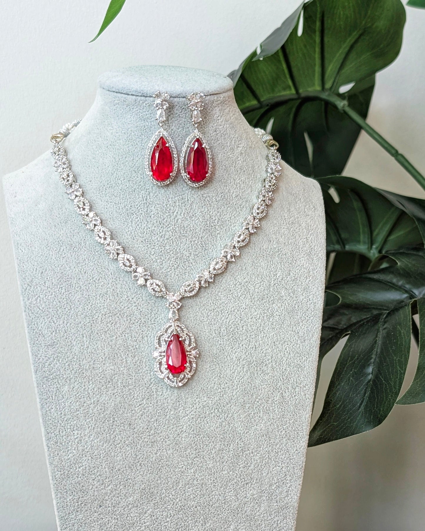 Shikha Elegant AD Necklace - Red