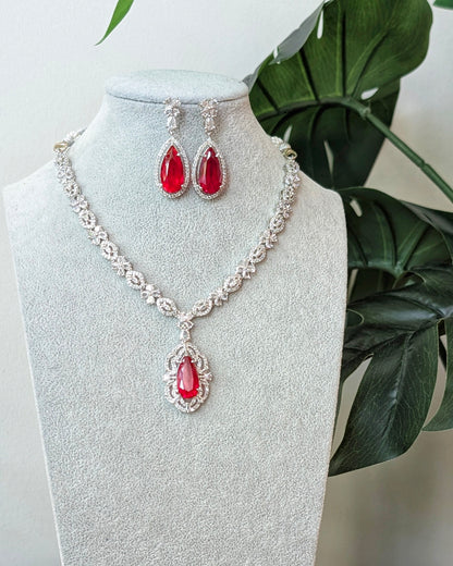 Shikha Elegant AD Necklace - Red