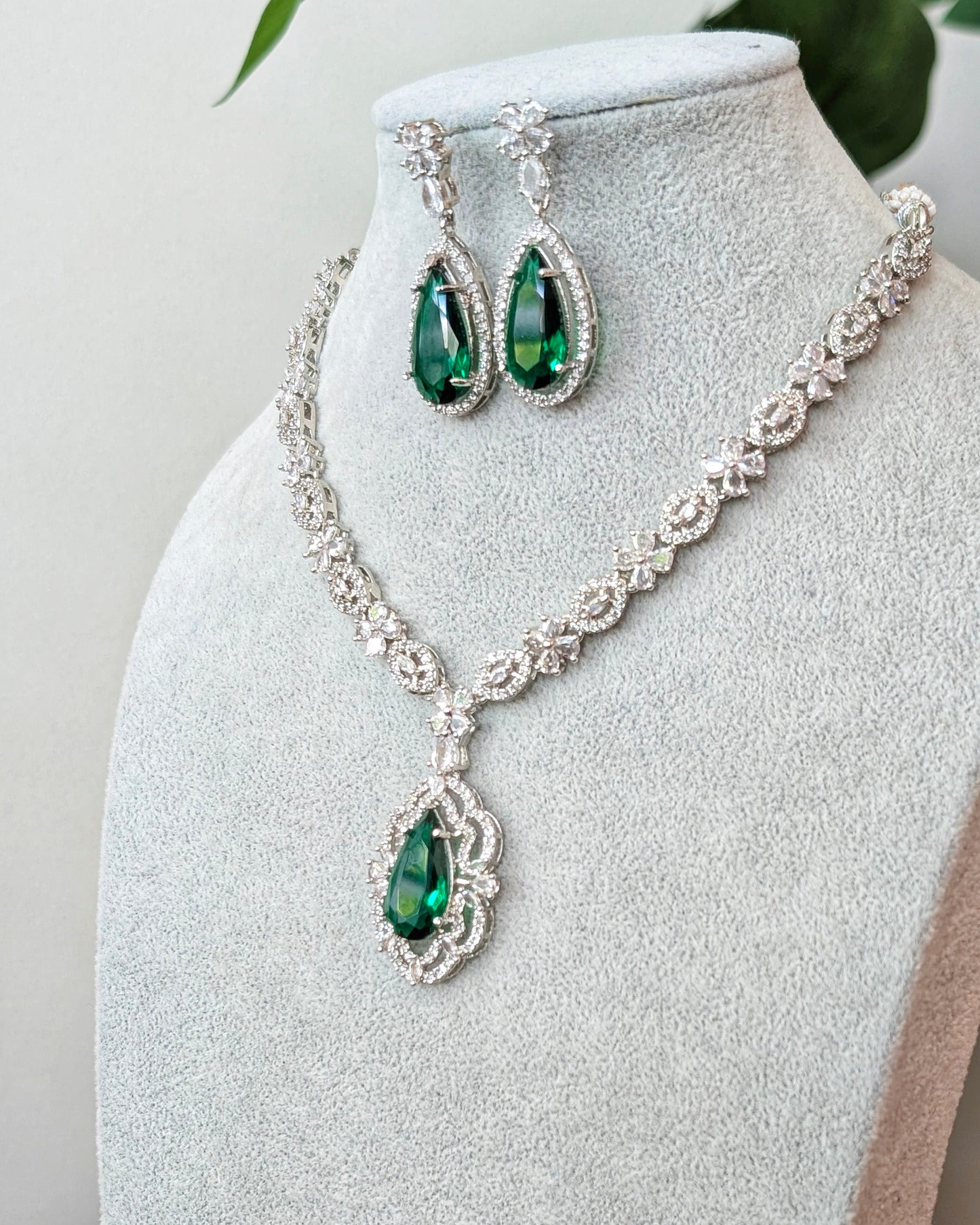 Shikha Elegant AD Necklace - Green