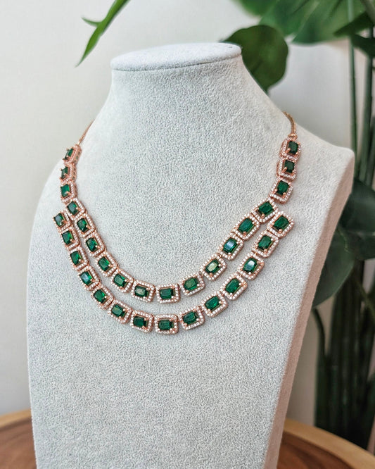 Sehej Two Layer Necklace - Green