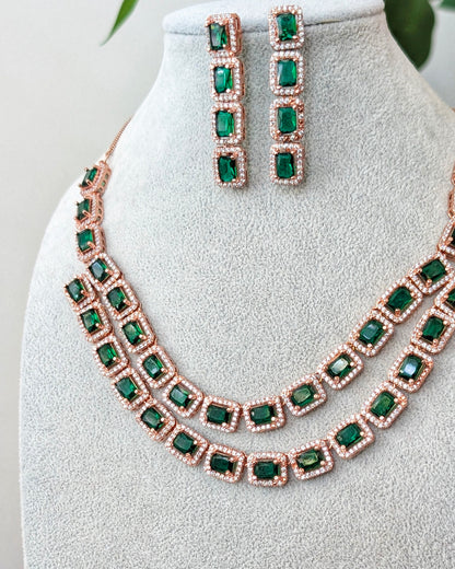 Sehej Two Layer Necklace - Green