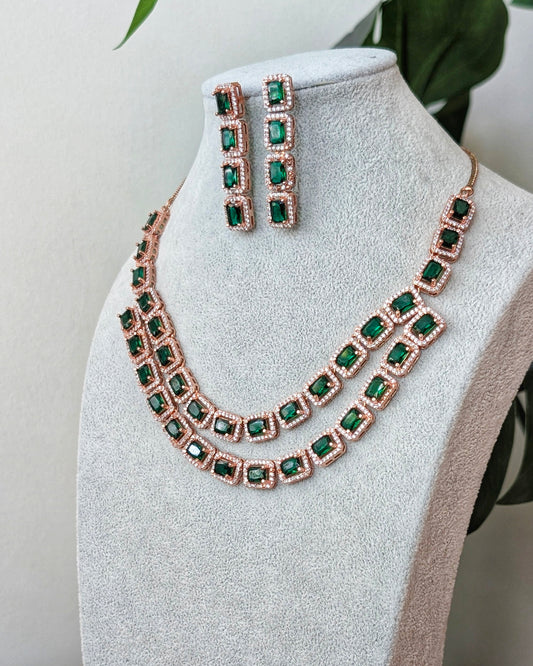 Sehej Two Layer Necklace - Green