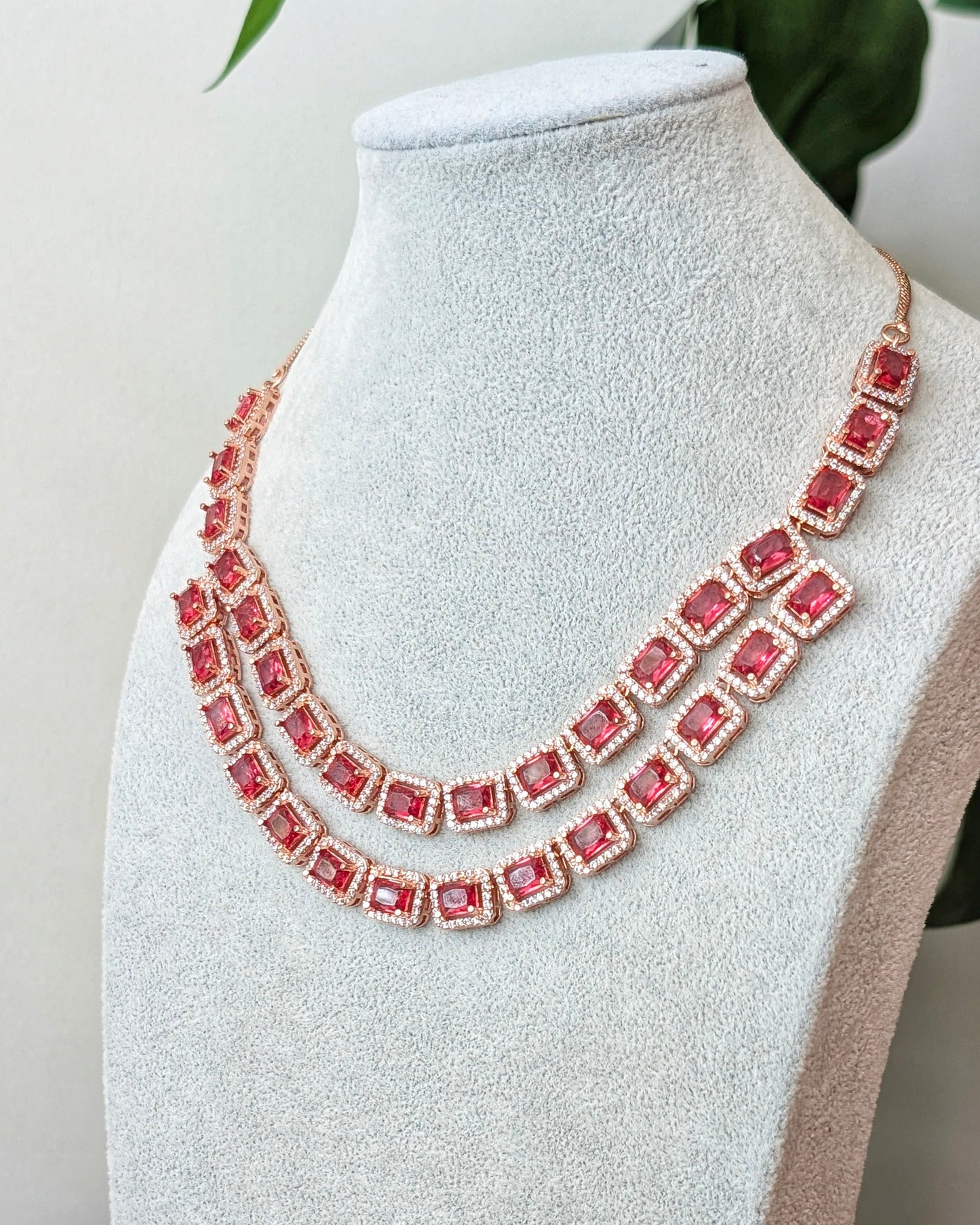 Sehej Two Layer Necklace - Red