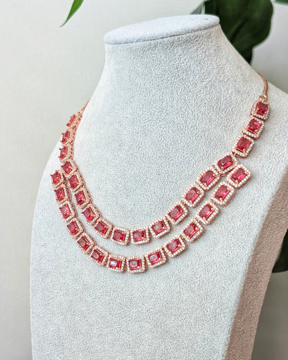 Sehej Two Layer Necklace - Red