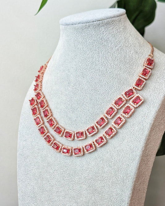 Sehej Two Layer Necklace - Red