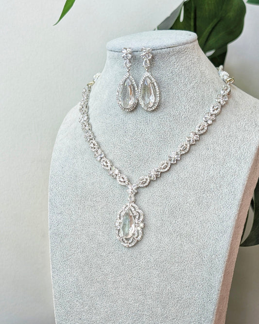 Shikha Elegant AD Necklace - Silver