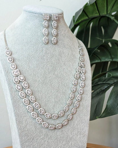 Eiman Two Layer AD Necklace - Silver