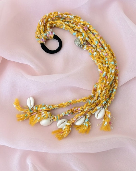 Long Fabric Hair String - Mustard