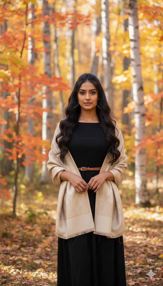 Mehnaaz Stole - Ivory