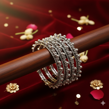 Oxidized Silver Ghungroo Bangles