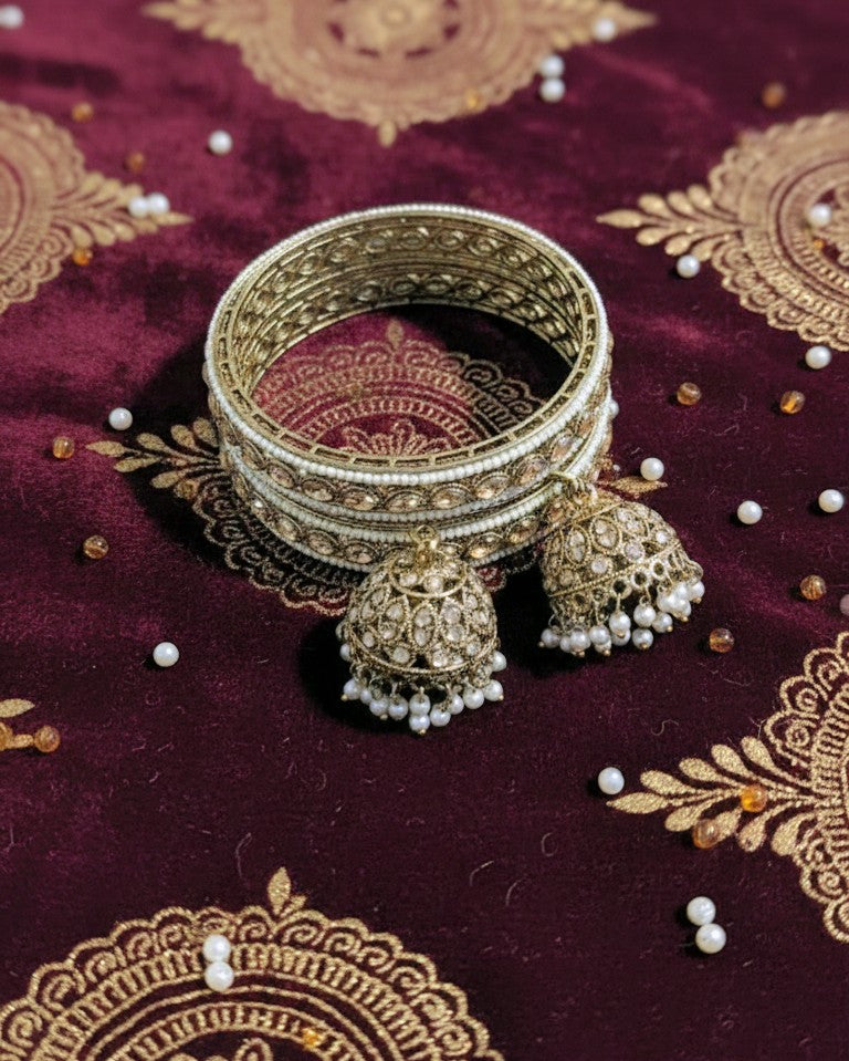 Golden Polki Jhumki Bangles