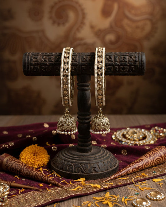 Golden Polki Jhumki Bangles