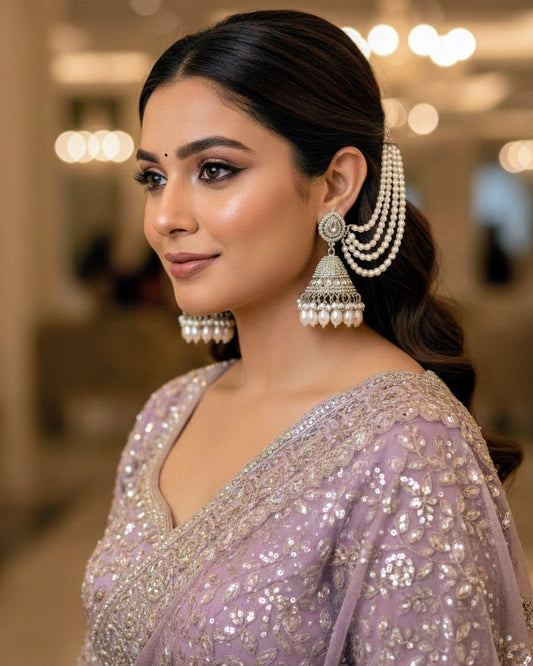 Juhi Silver Jadau Jhumka with Earchain