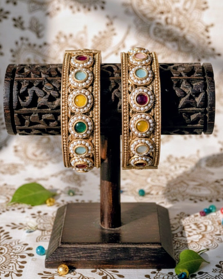 Aveera Golden Pearl Bangles