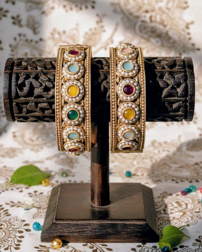 Aveera Golden Pearl Bangles