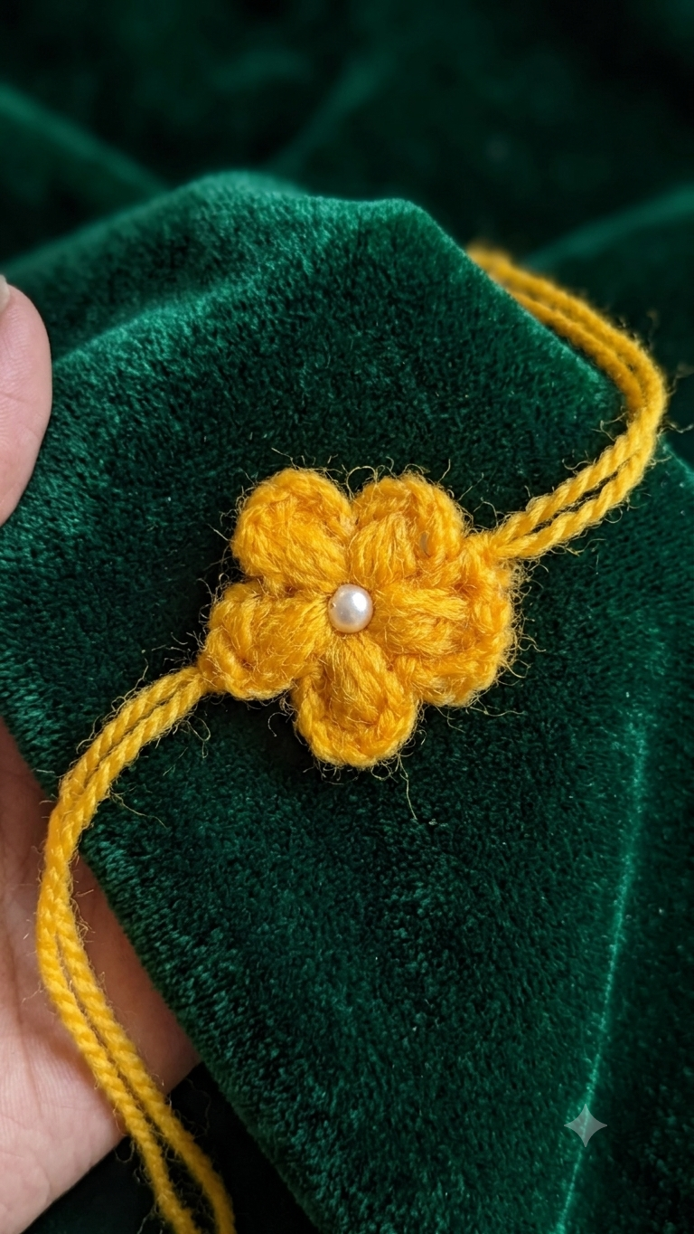 Soft Handmade Crochet Rakhi - Yellow