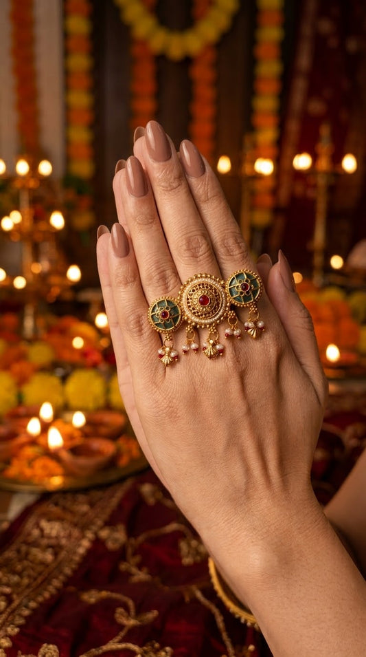 Golden Red Mimi Heritage Adjustable Ring