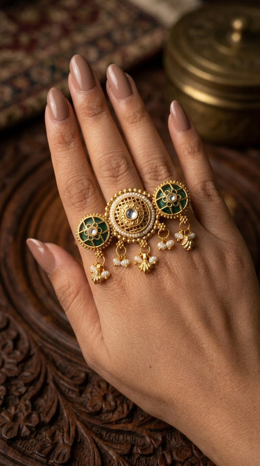 Golden White Mimi Heritage Adjustable Ring