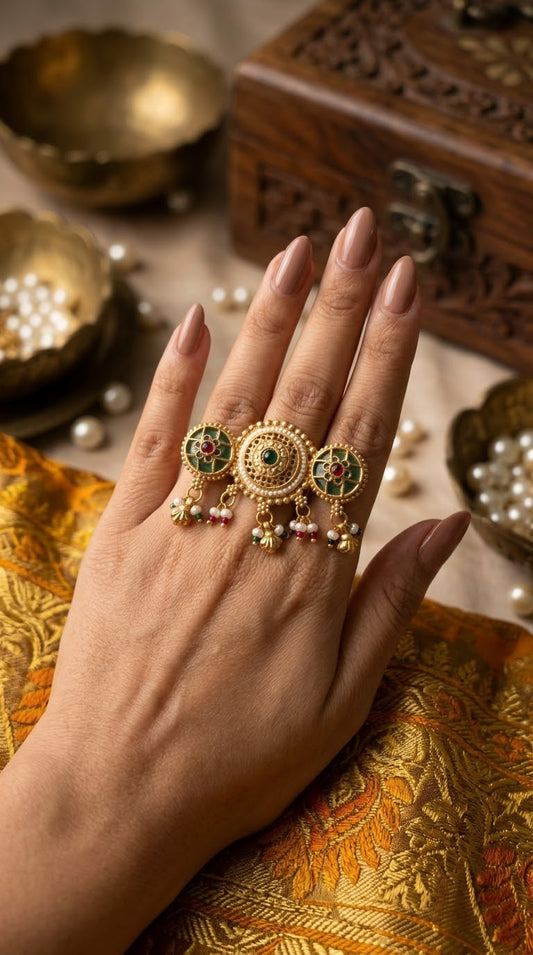 Golden Green Mimi Heritage Adjustable Ring