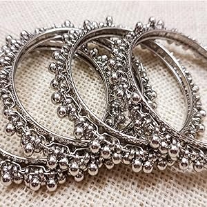 Oxidized Silver Ghungroo Bangles